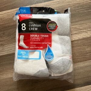 Hanes Men's Cushion Crew Socks - Gray and White